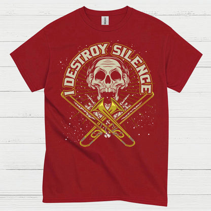 Destroy Silence Trombone Skull T Shirt