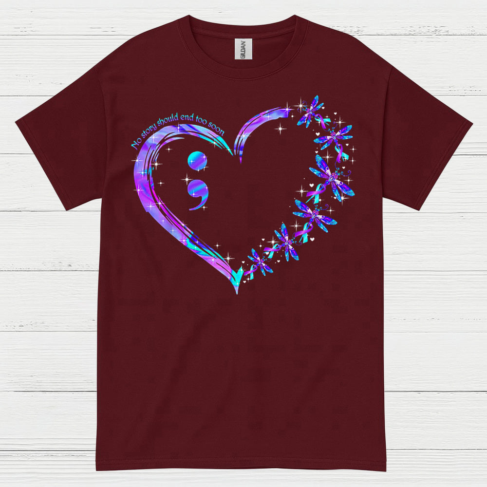 Semicolon Heart Butterfly Awareness T Shirt