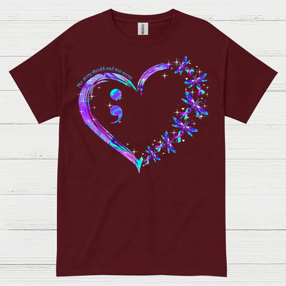 Semicolon Heart Butterfly Awareness T Shirt