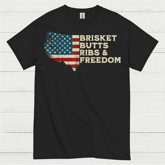 Brisket Butts Ribs And Freedom BBQ T Shirt