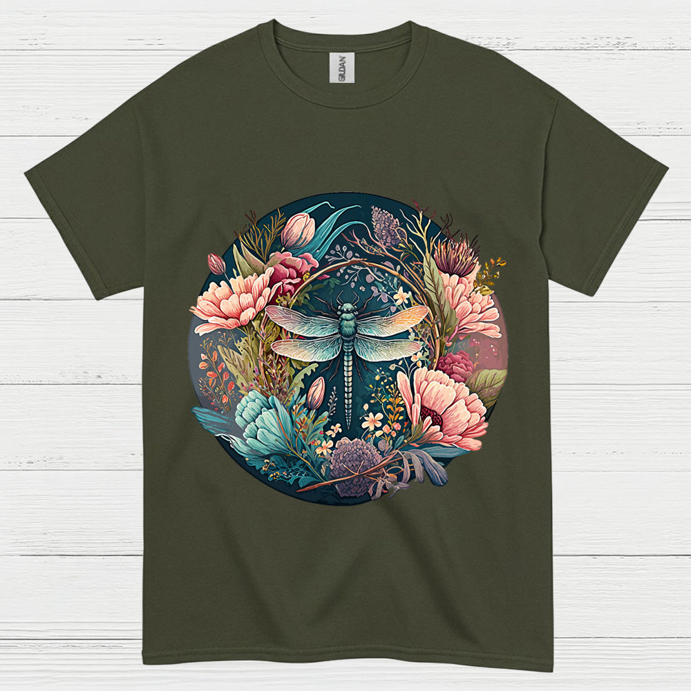 Dragonfly Floral Harmony T Shirt