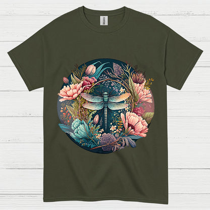 Dragonfly Floral Harmony T Shirt