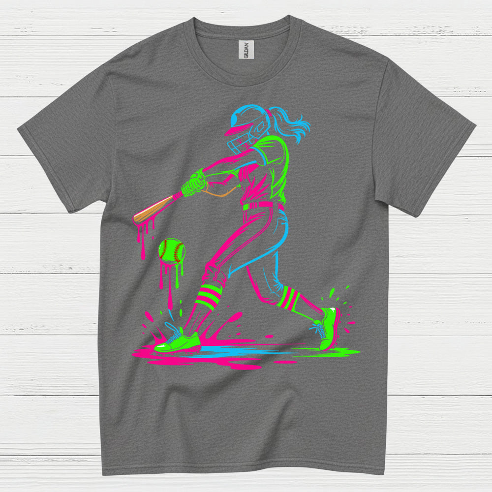 Neon Softball Girl Swing T Shirt