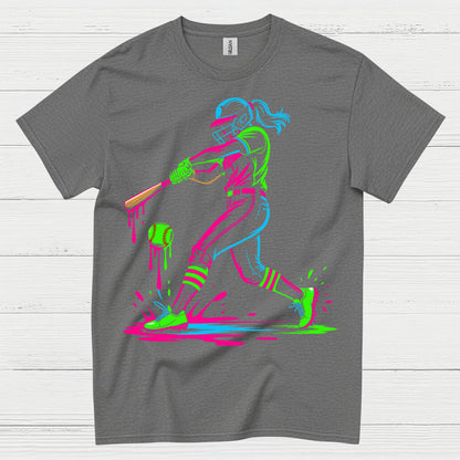 Neon Softball Girl Swing T Shirt