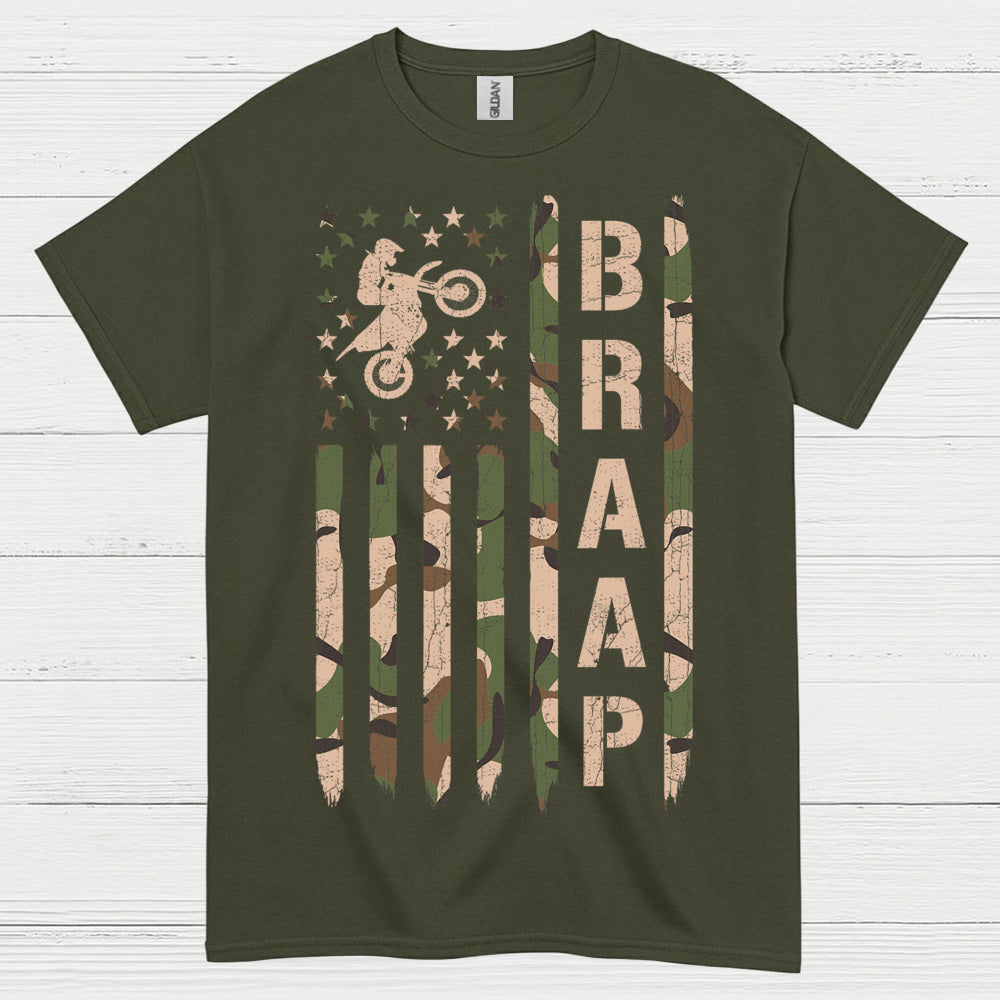 Just Braaap Motocross Flag Rider T Shirt
