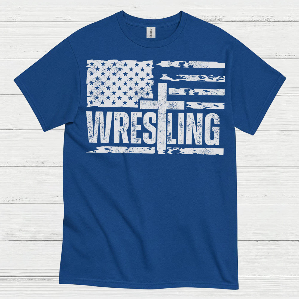 Wrestling American Flag T Shirt