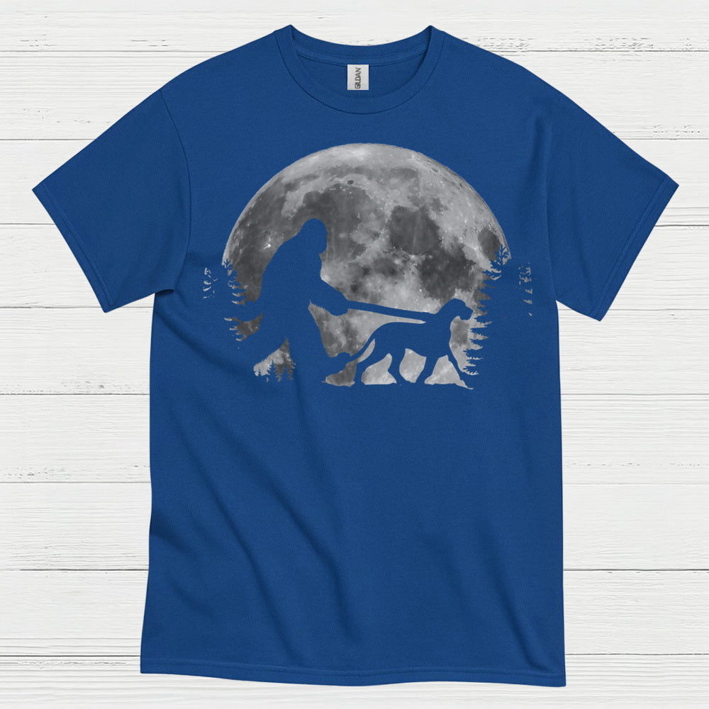 Bigfoot Walking Dog Moon T Shirt