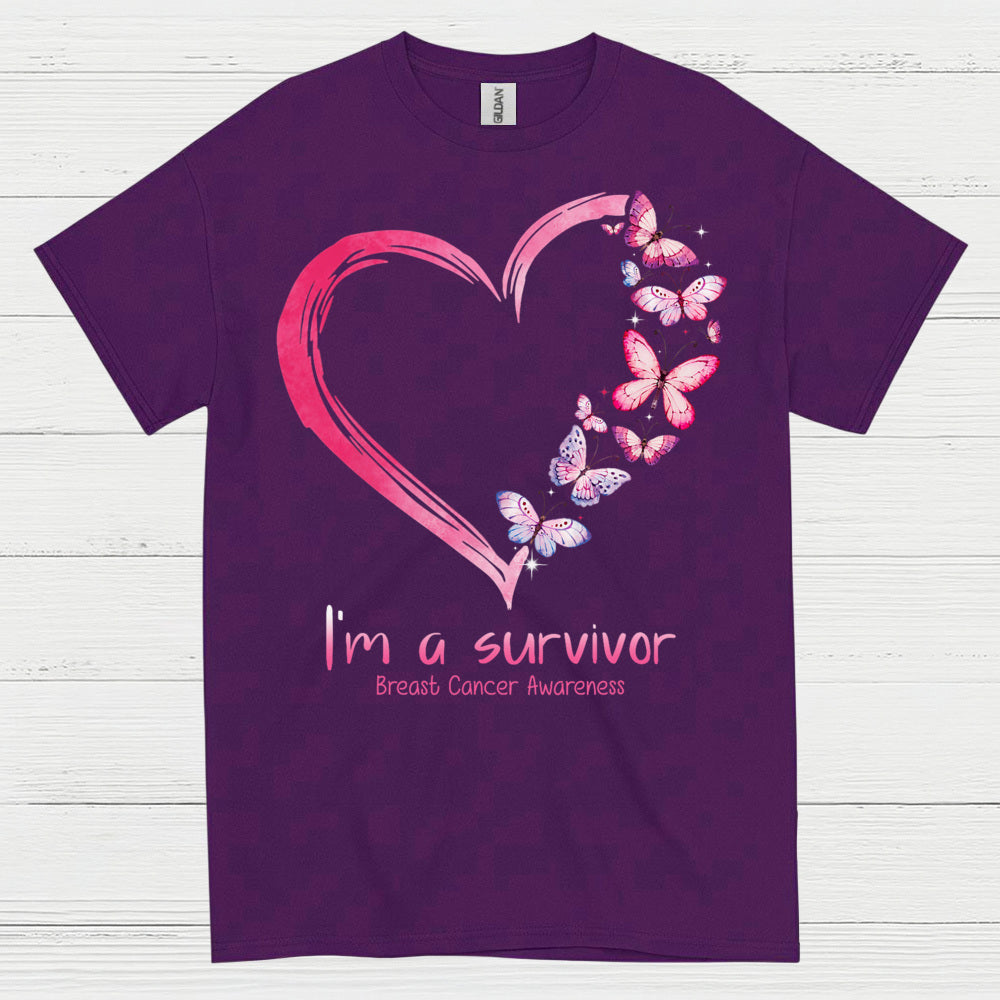 Breast Cancer Survivor Butterfly Heart T Shirt