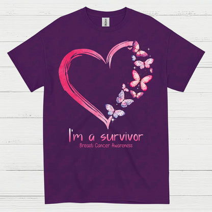 Breast Cancer Survivor Butterfly Heart T Shirt