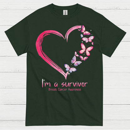 Breast Cancer Survivor Butterfly Heart T Shirt