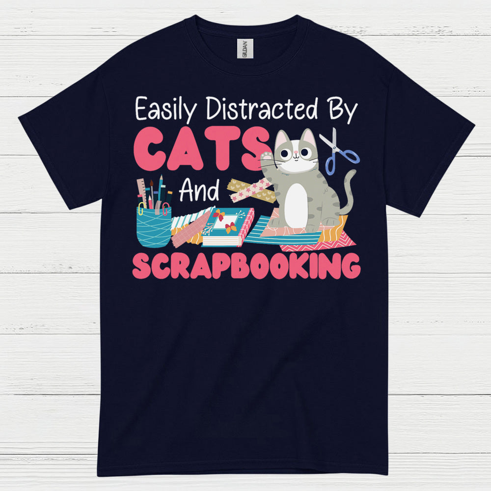 Easily Distracted By Cats And Scrapbooking T Shirt