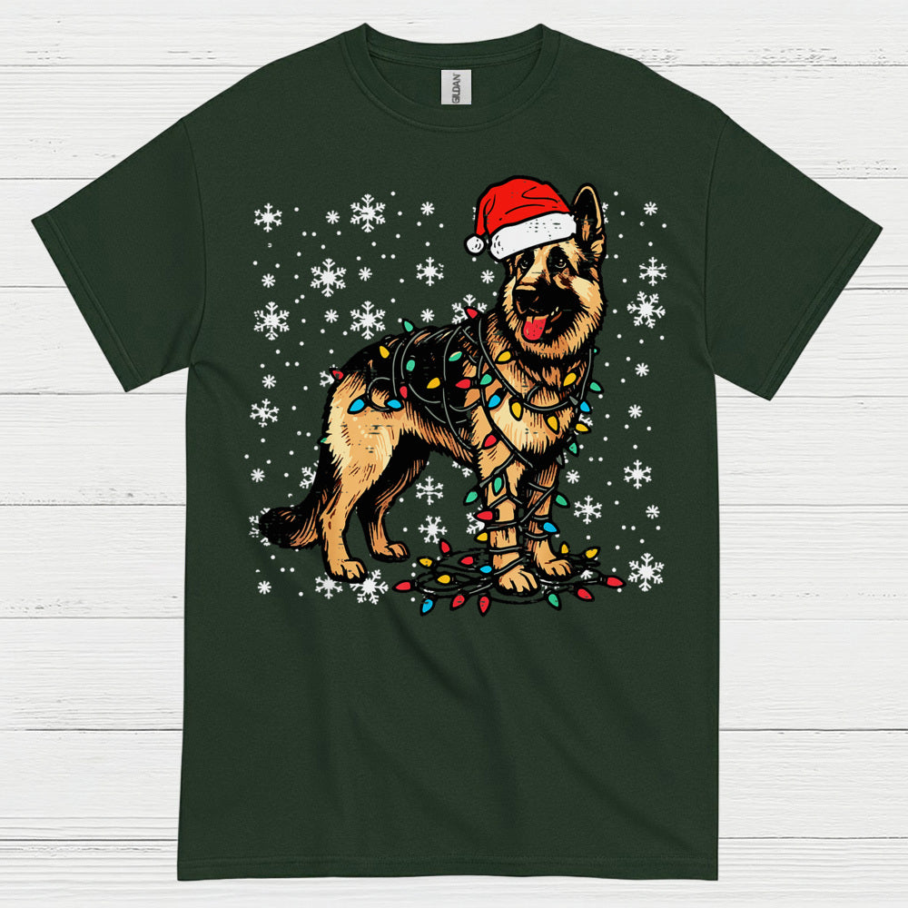 German Shepherd Christmas Lights T Shirt