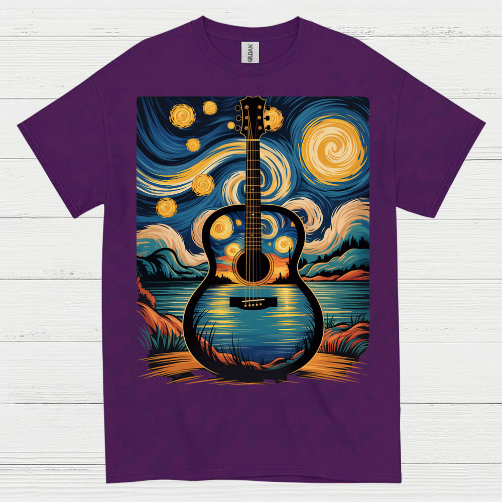 Guitar Starry Night Art T Shirt