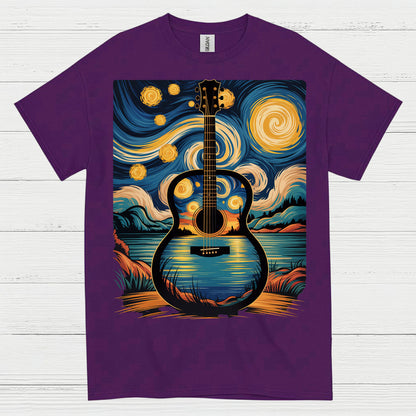 Guitar Starry Night Art T Shirt