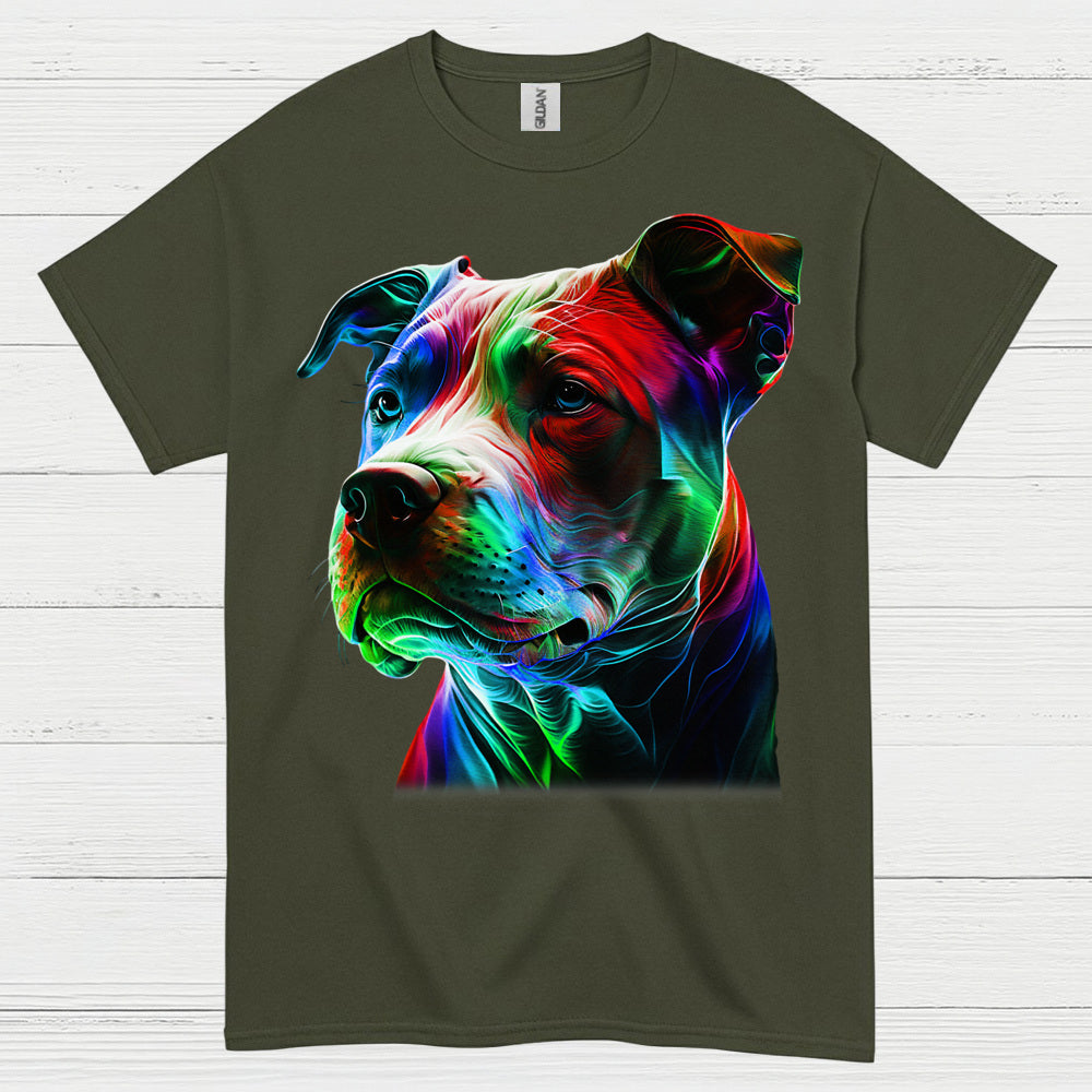 Colorful Pitbull Portrait Art T Shirt