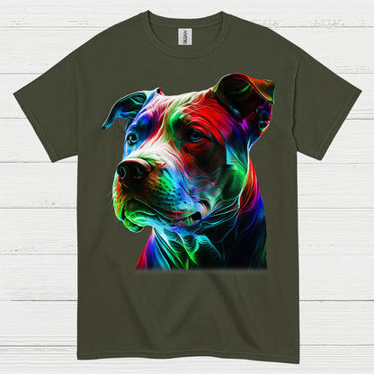 Colorful Pitbull Portrait Art T Shirt