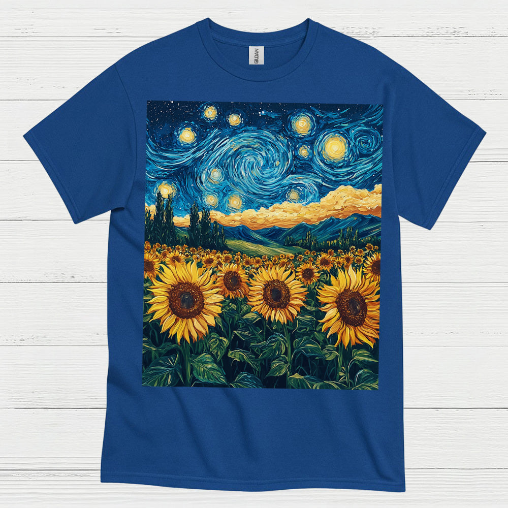 Sunflower Starry Night Art T Shirt