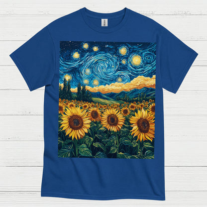 Sunflower Starry Night Art T Shirt