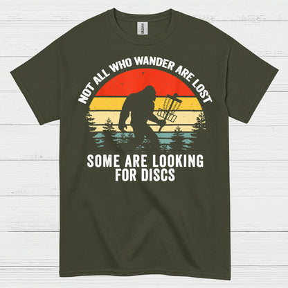 Not All Who Wander Bigfoot Disc Golf T Shirt