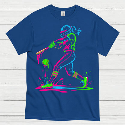 Neon Softball Girl Swing T Shirt