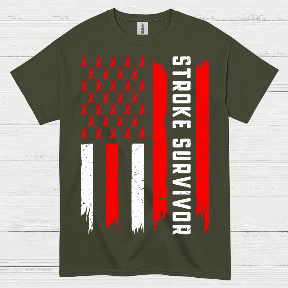 Stroke Survivor Patriotic Awareness Flag T Shirt