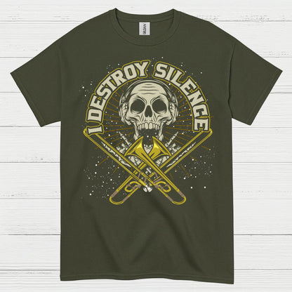 Destroy Silence Trombone Skull T Shirt