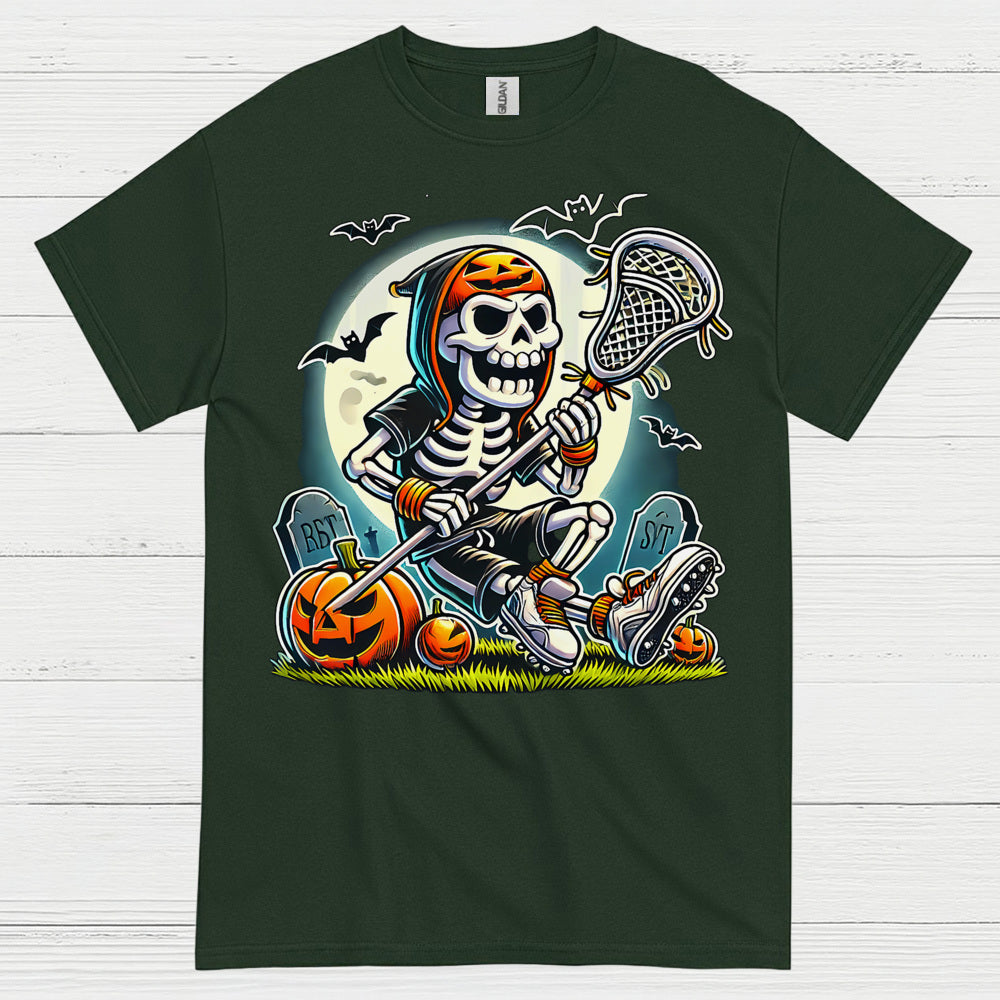 Halloween Skeleton Lacrosse Player T Shirt