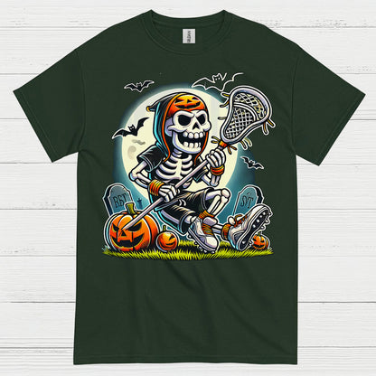Halloween Skeleton Lacrosse Player T Shirt