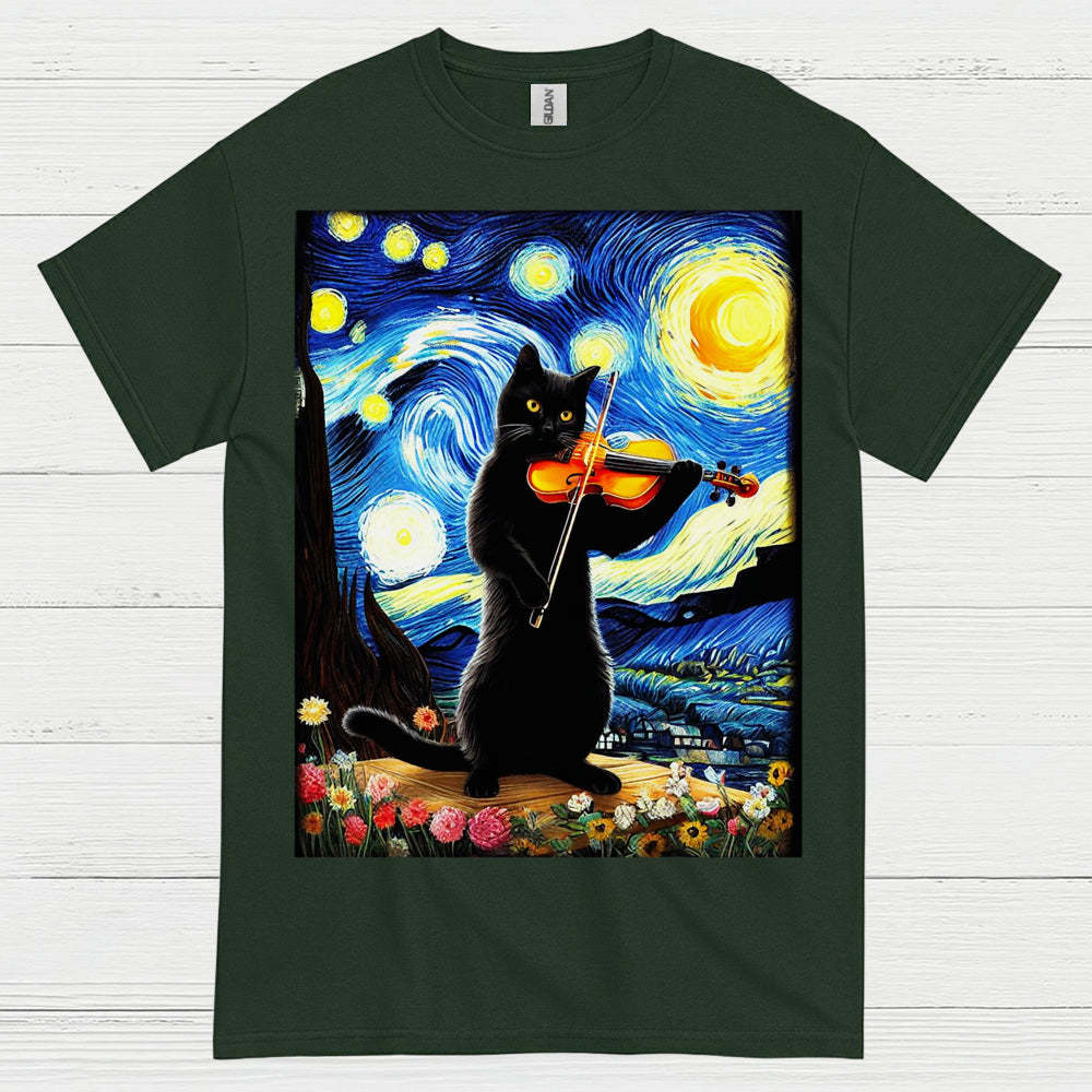 Artistic Cat Violin T Shirt