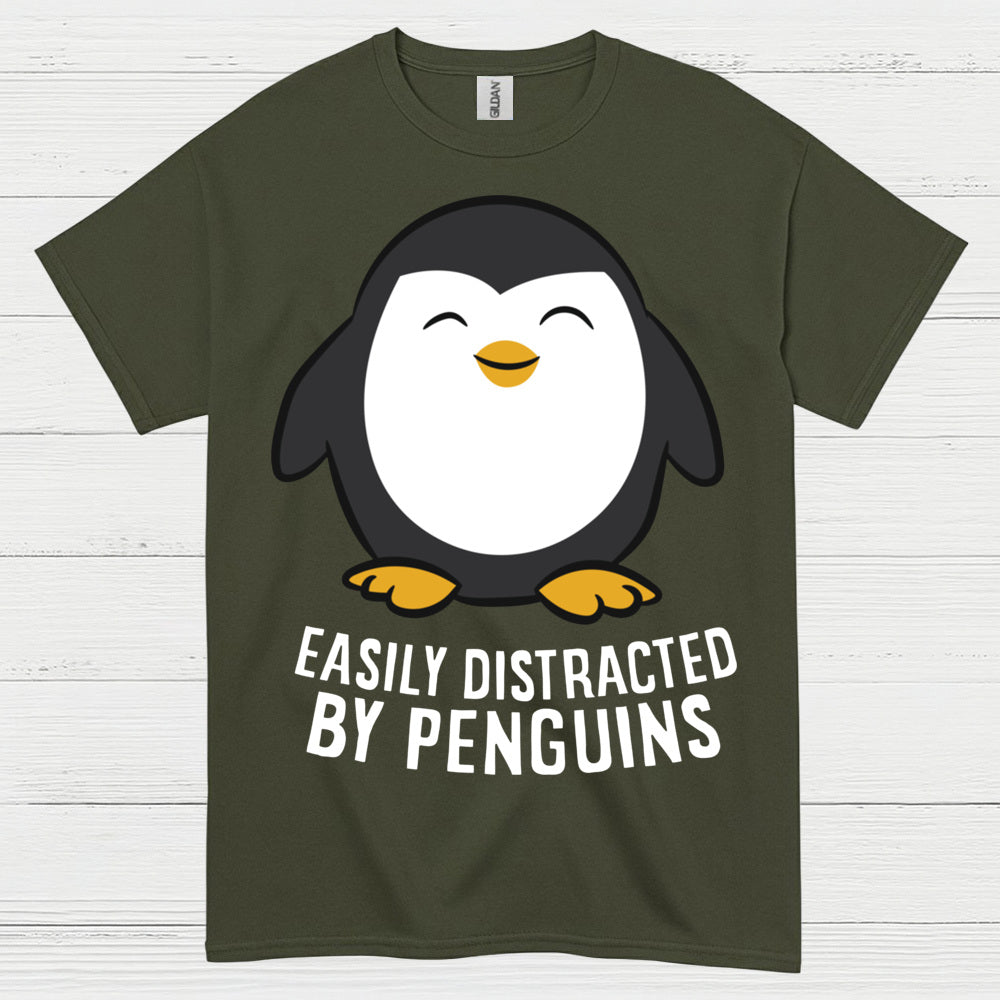Easily Distracted By Penguins Funny T Shirt