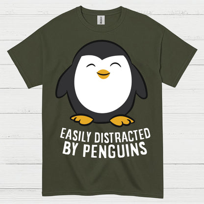 Easily Distracted By Penguins Funny T Shirt