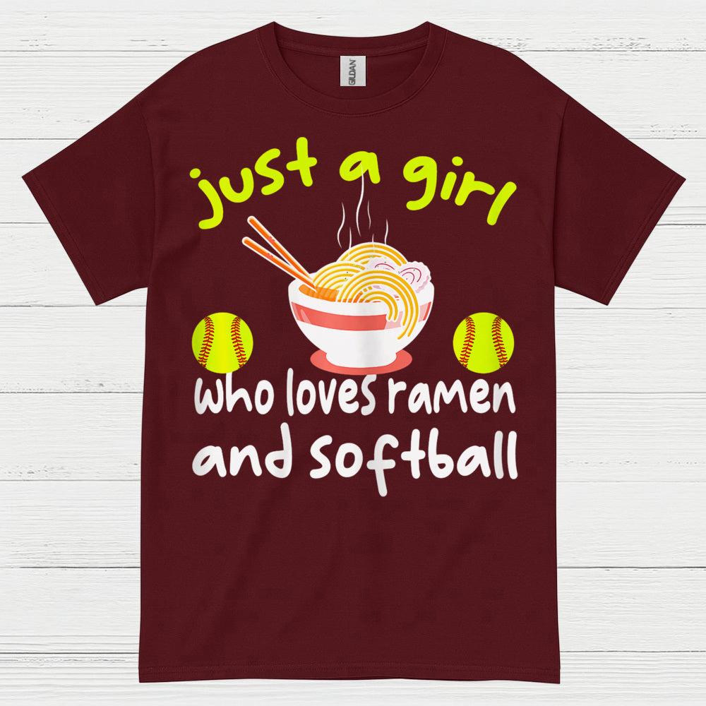 Just A Girl Who Loves Ramen And Softball T Shirt