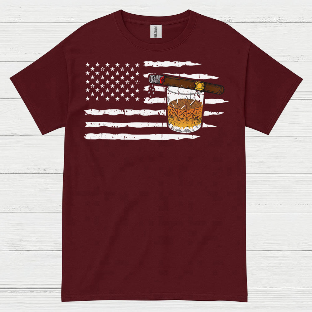 American Flag Whiskey And Cigar T Shirt