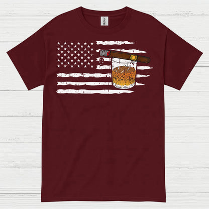 American Flag Whiskey And Cigar T Shirt