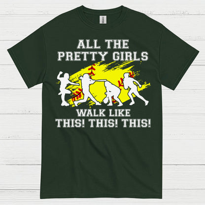 Pretty Girls Softball Walk Style T Shirt