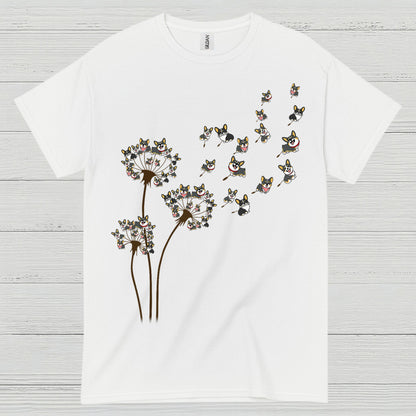 Corgi Dandelion Whimsical Art T Shirt