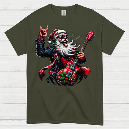 Rocking Santa Guitar T Shirt