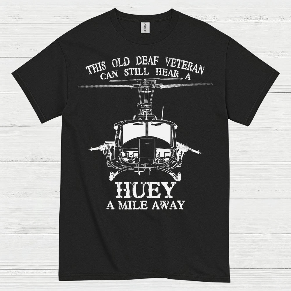 Old Deaf Veteran Huey Helicopter T-Shirt
