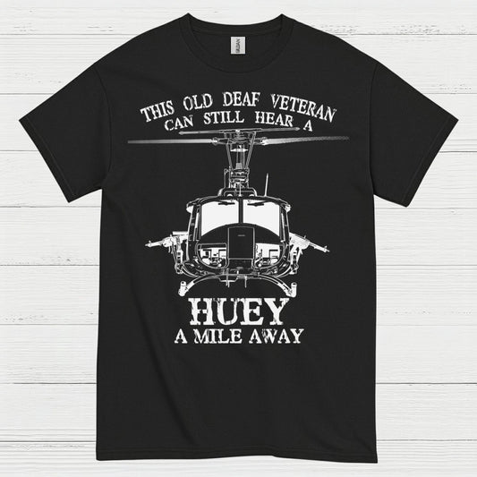 Old Deaf Veteran Huey Helicopter T-Shirt