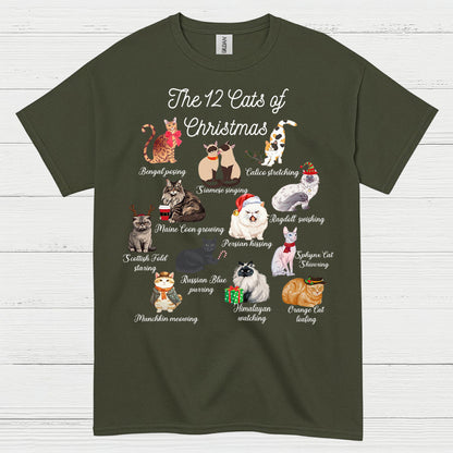 12 Cats of Christmas Cat Holiday T Shirt