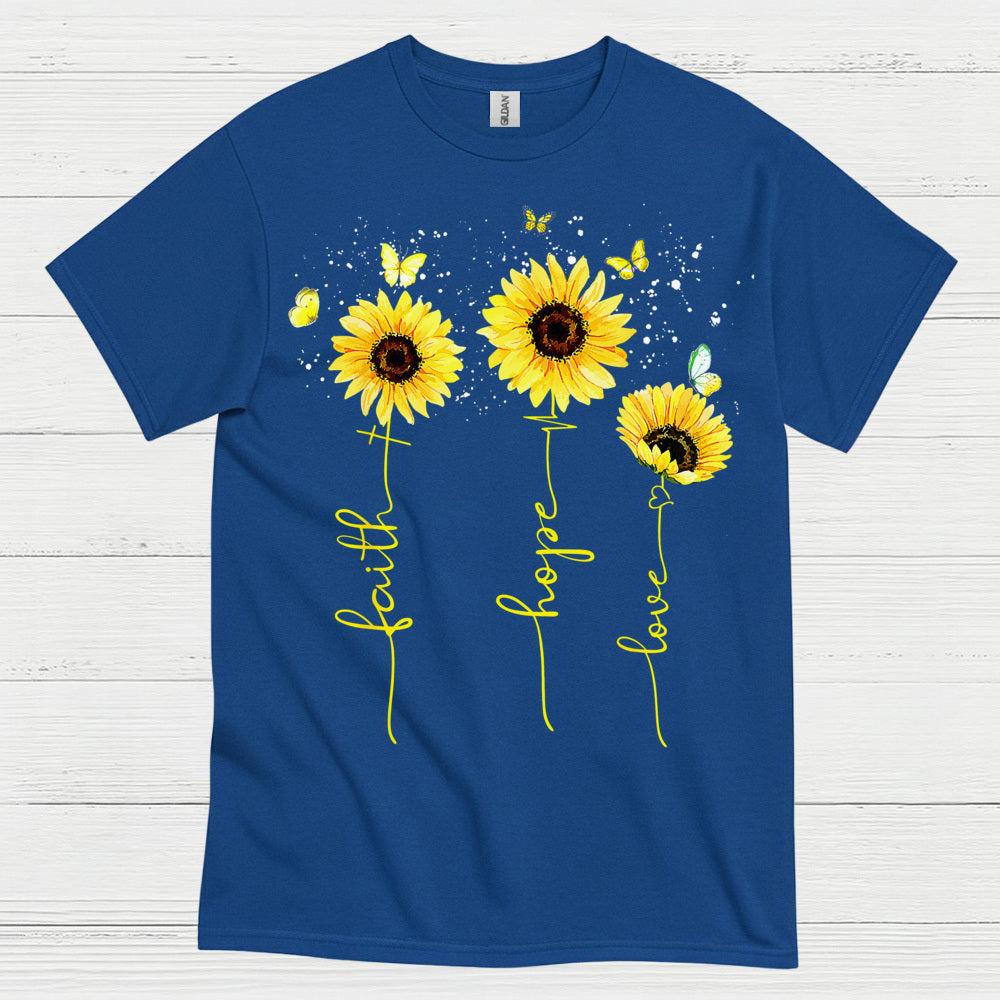 Faith Hope Love Sunflower Christian T Shirt