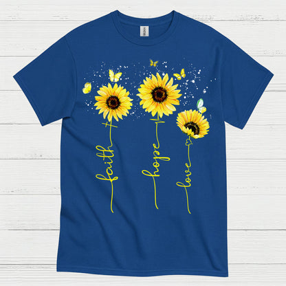 Faith Hope Love Sunflower Christian T Shirt