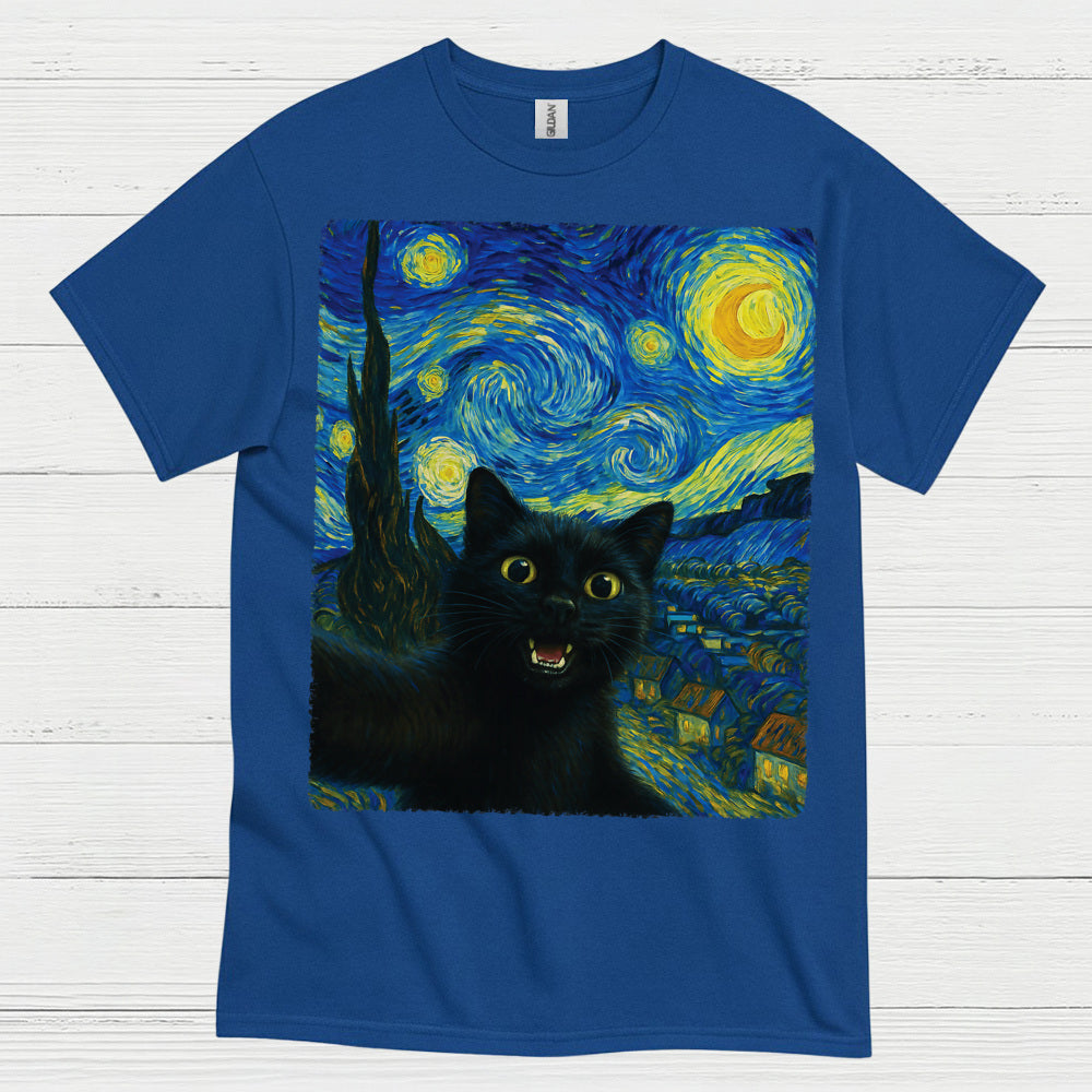 Playful Black Cat Art T Shirt