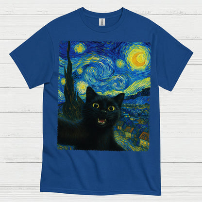 Playful Black Cat Art T Shirt
