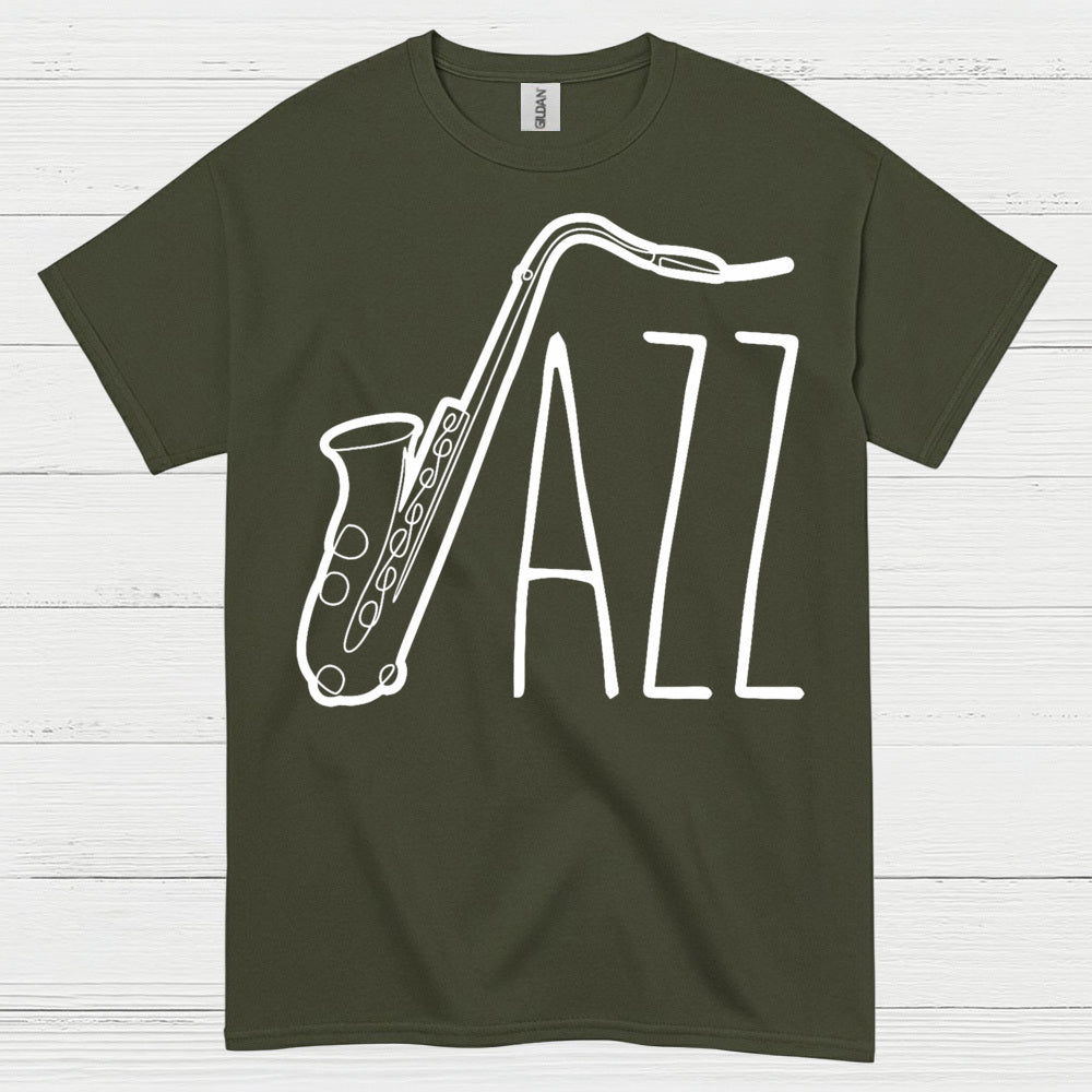 Jazz Saxophone Minimal Line Art T Shirt