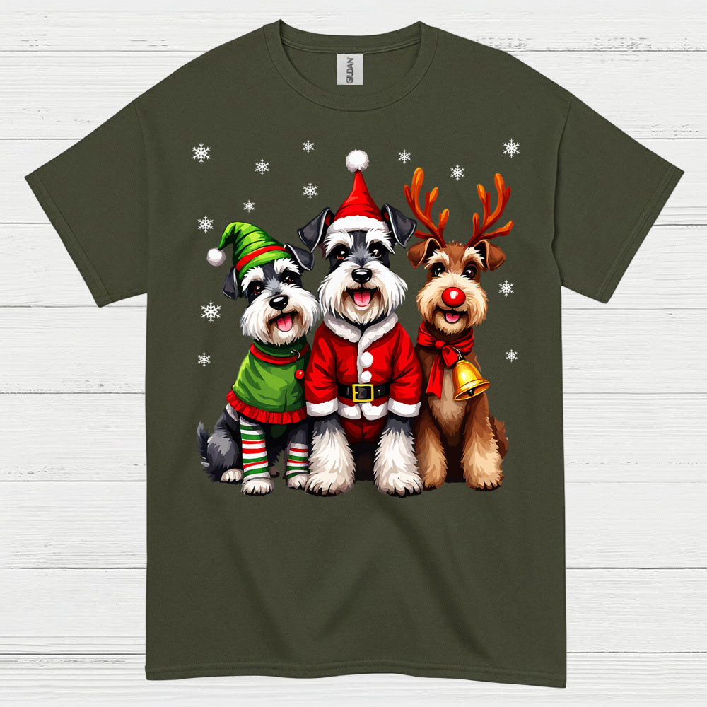 Cute Christmas Schnauzer Dog Family T Shirt