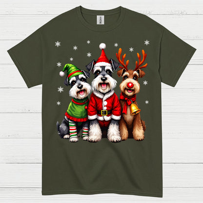 Cute Christmas Schnauzer Dog Family T Shirt