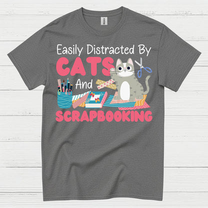 Easily Distracted By Cats And Scrapbooking T Shirt