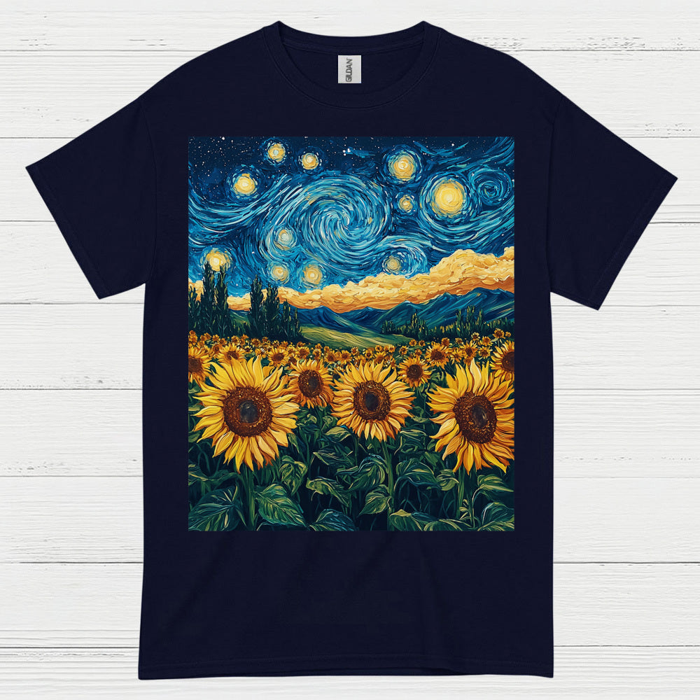 Sunflower Starry Night Art T Shirt