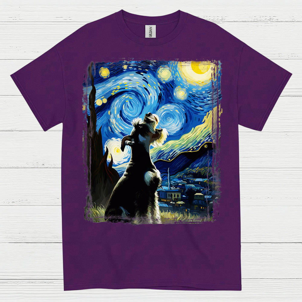 Starry Night Schnauzer Art Dog Lover T Shirt